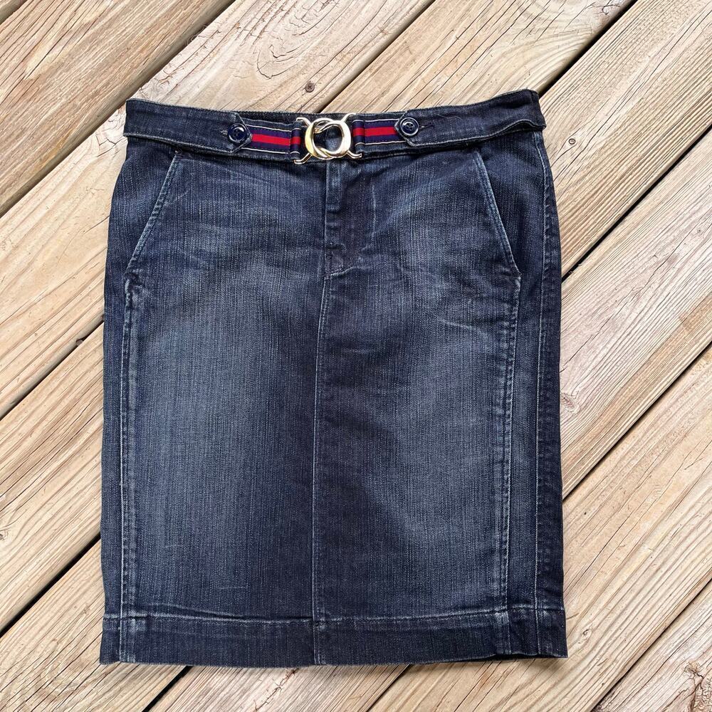 7 For All Mankind Women's Denim Mini Skirt Attached Belt Size 27"